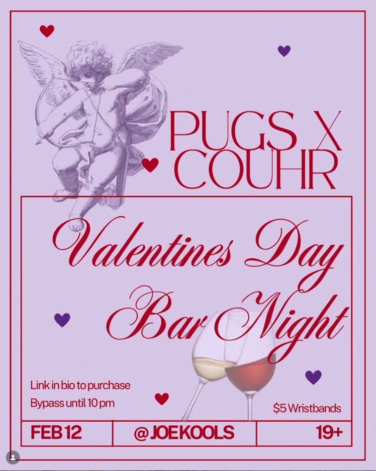 PUGS x COUHR Valentine's Day Bar Night event poster